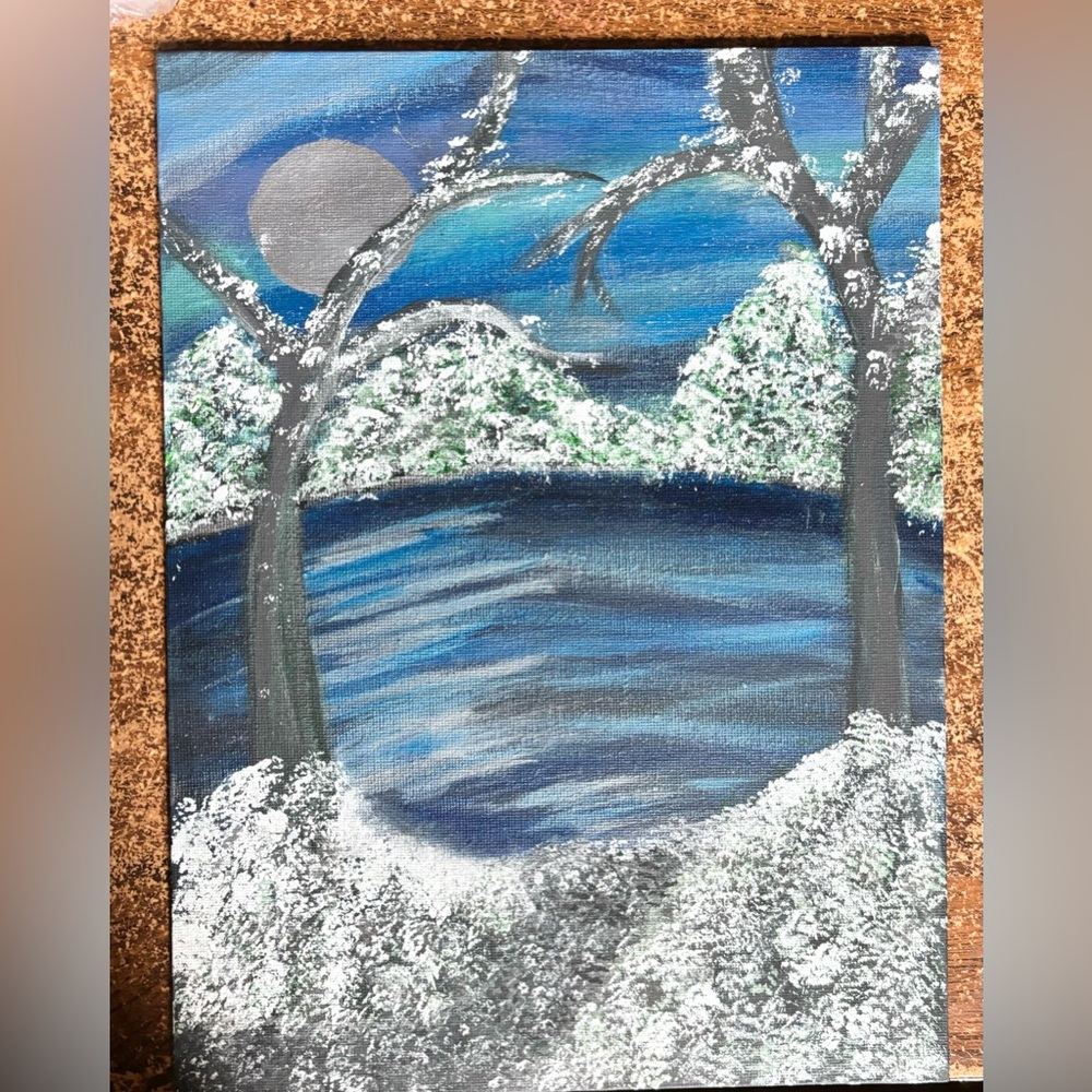 Moonlit River original acrylic painting
